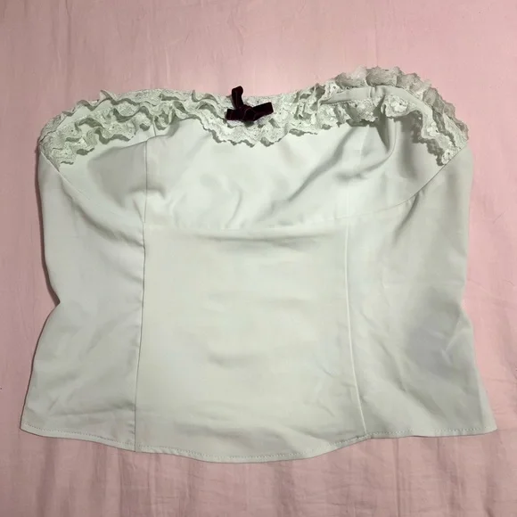 Kimchi Blue light green bow bustier top - Picture 1 of 4